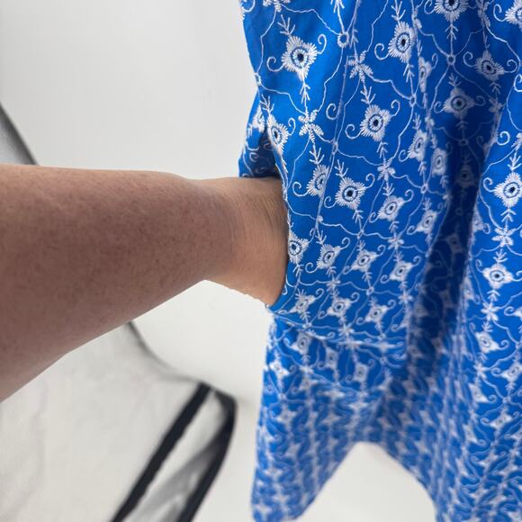 Rhode x Target NWT Blue Puff Sleeve Mini Dress Smocked Waist Cotton Size L Large - Picture 7 of 10